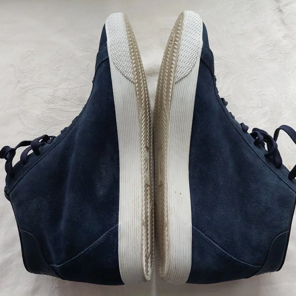 Emporio Armani EA7 Men's US10.5 high-top Trainer Sneakers Boots in Navy Suede - Picture 7 of 8